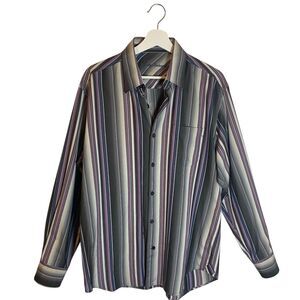 Tommy Bahama Silk Blend Shirt Men Sz M Striped Long Sleeve Button Down Preppy